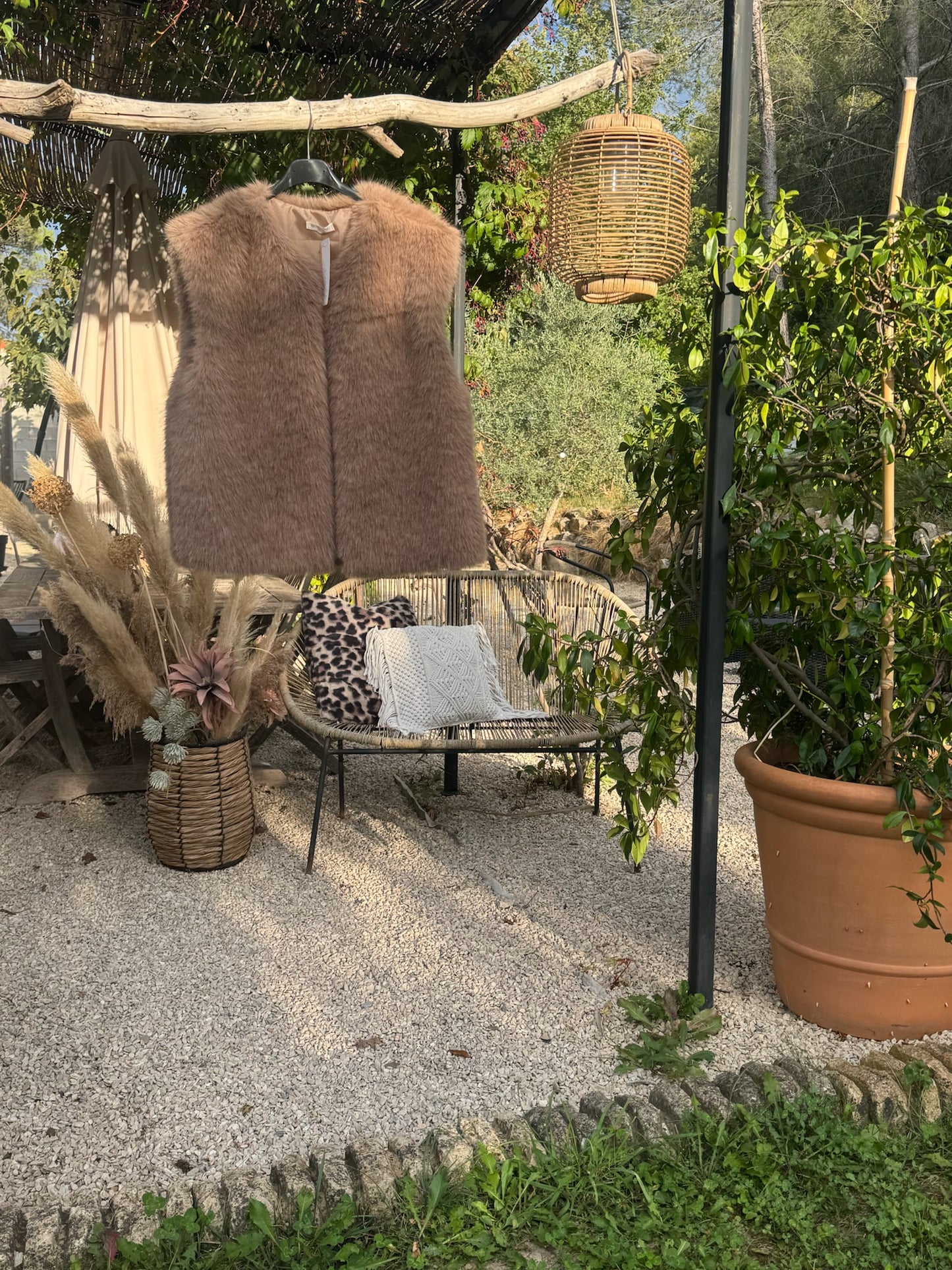 Veste sans manche Fausse fourrure