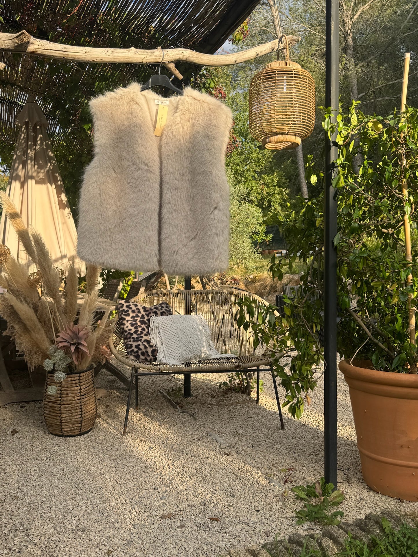 Veste sans manche Fausse fourrure