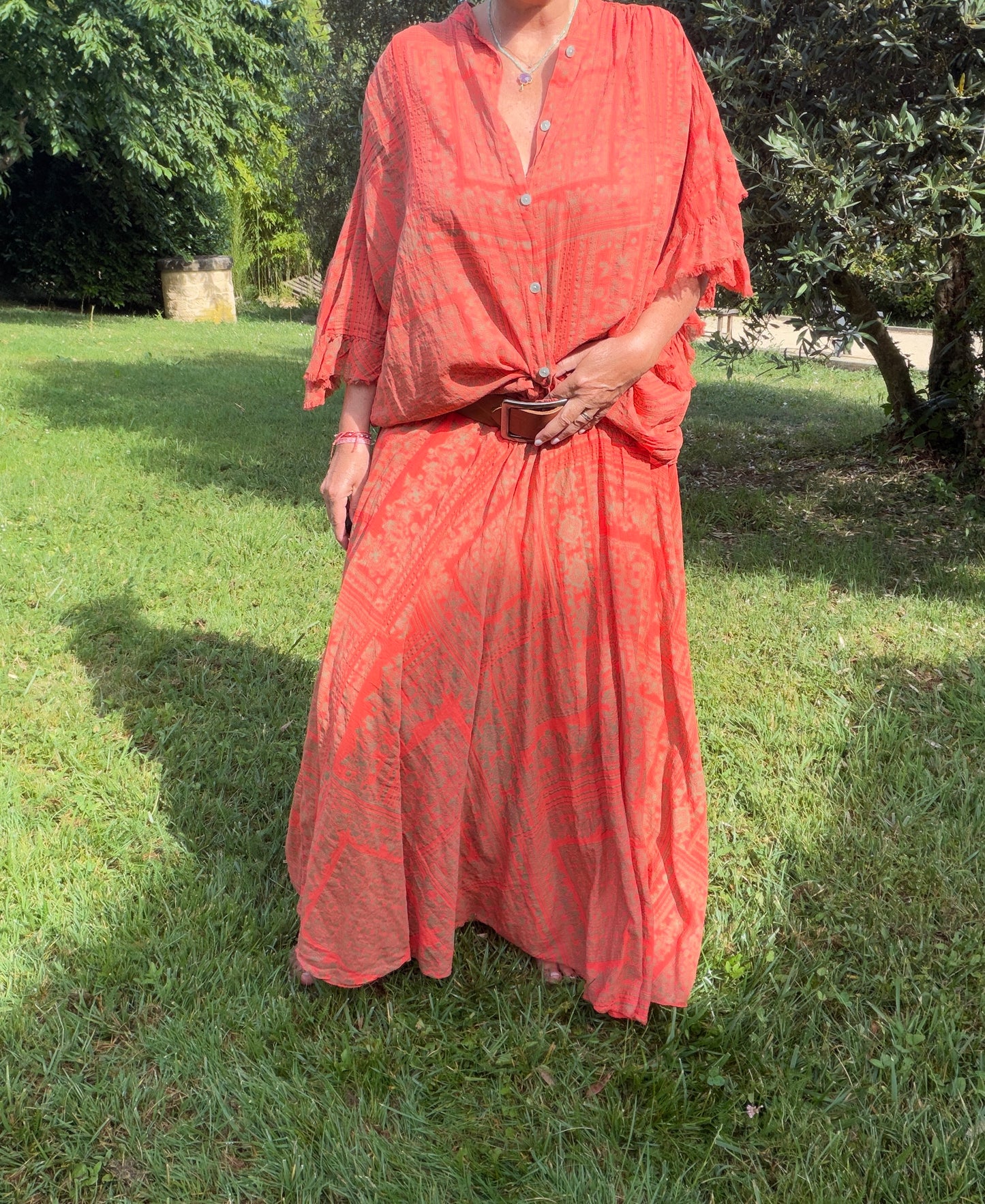 Jupe longue orange