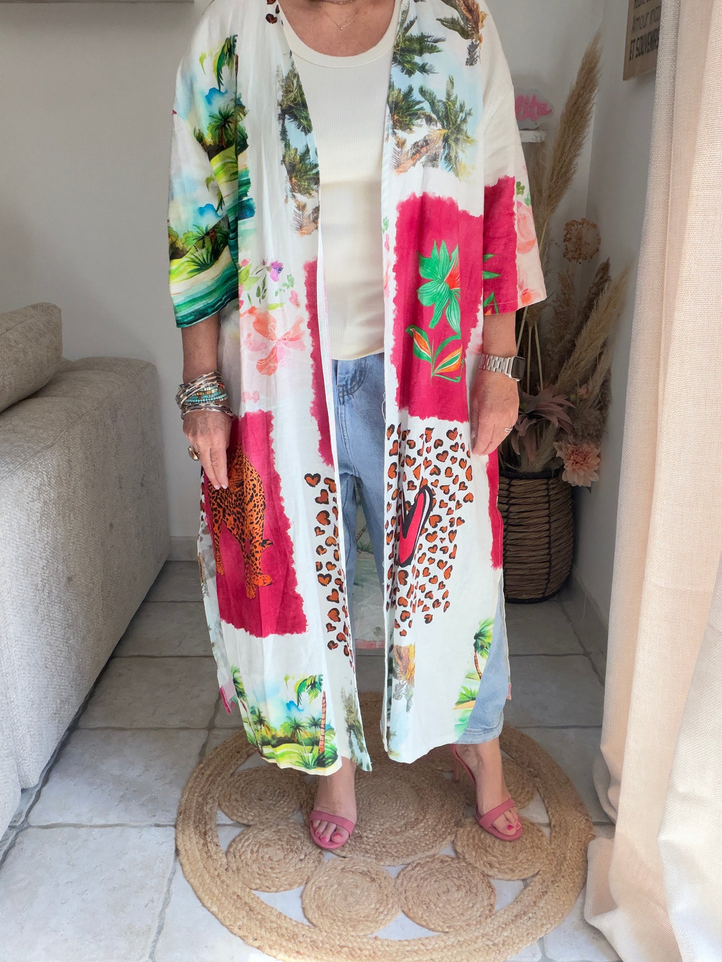 Kimono long léopard