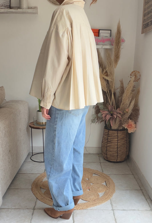 Chemise plissée beige