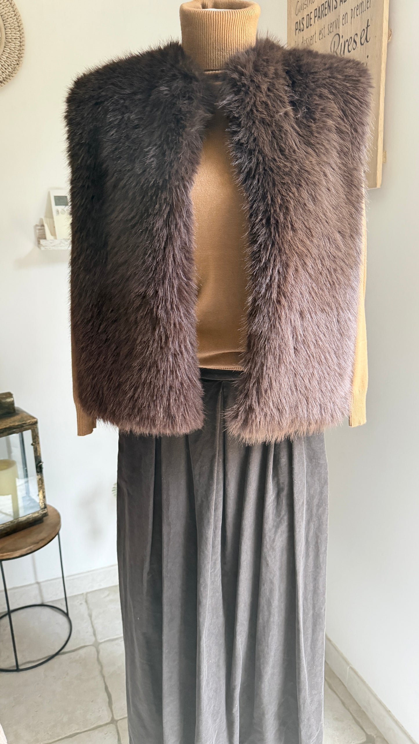 Veste sans manche Fausse fourrure