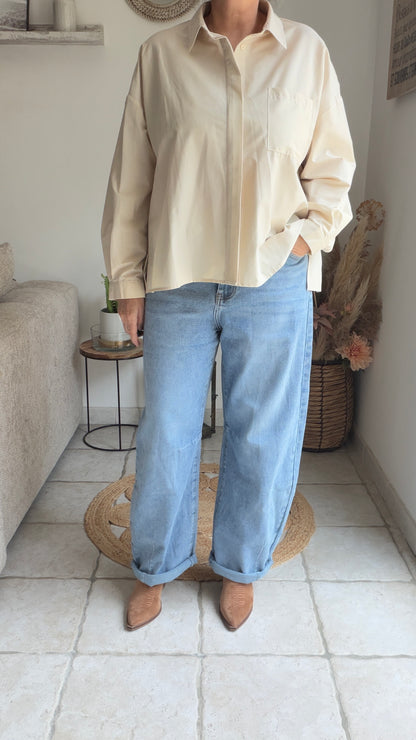 Chemise plissée beige