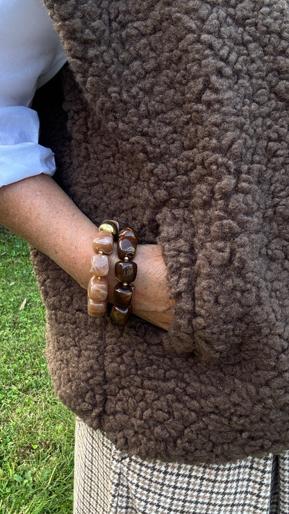 Bracelet grosses perles carré en résine