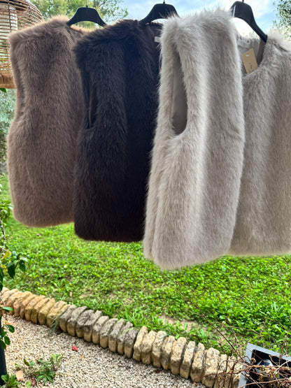 Veste sans manche Fausse fourrure
