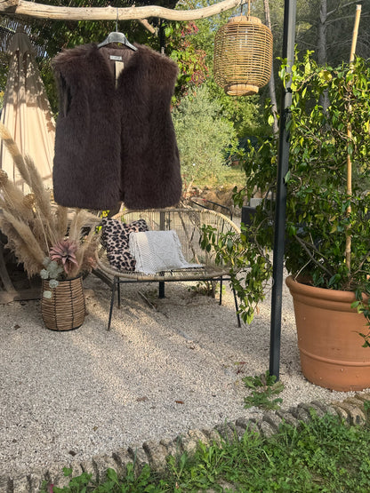 Veste sans manche Fausse fourrure
