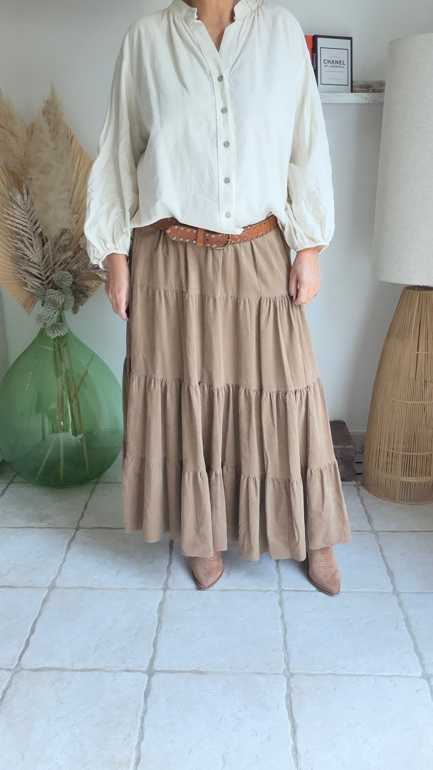 Jupe en velour camel