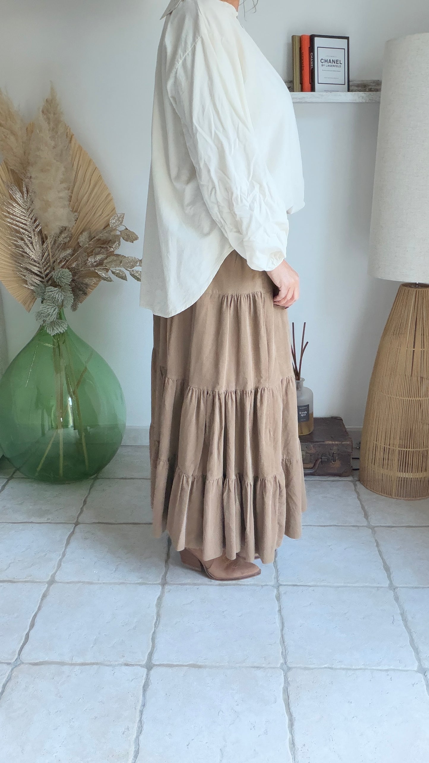 Jupe en velour camel