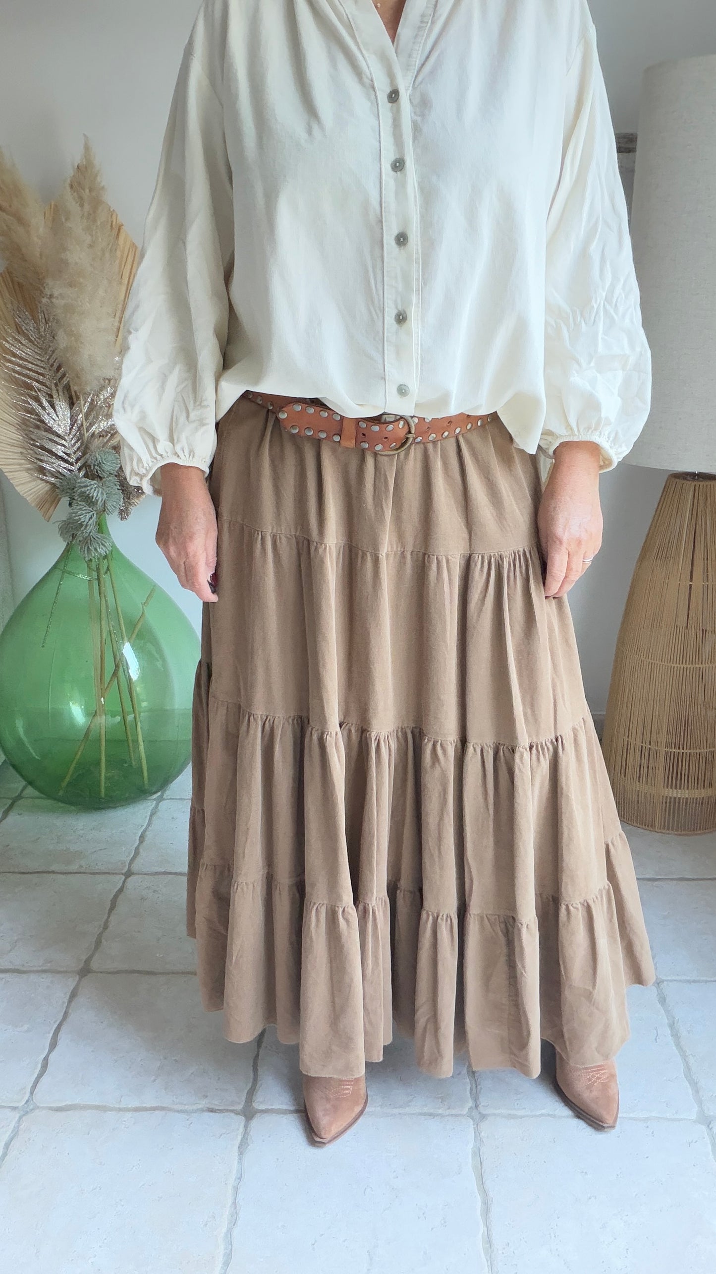 Jupe en velour camel