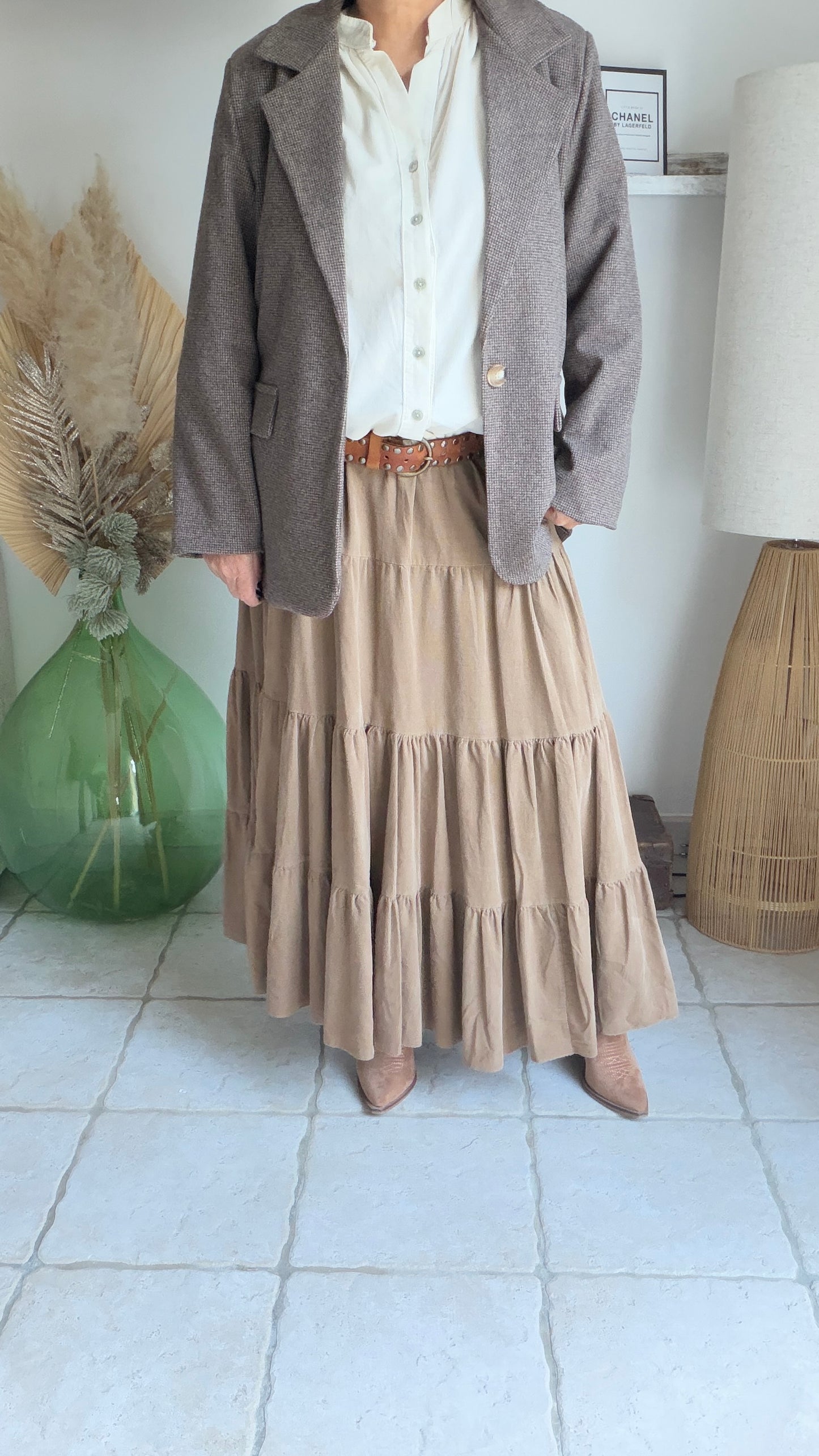 Jupe en velour camel