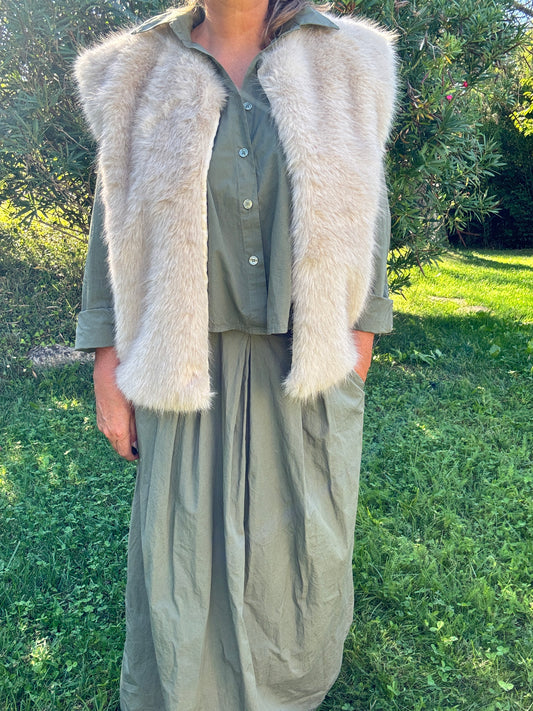 Veste sans manche Fausse fourrure
