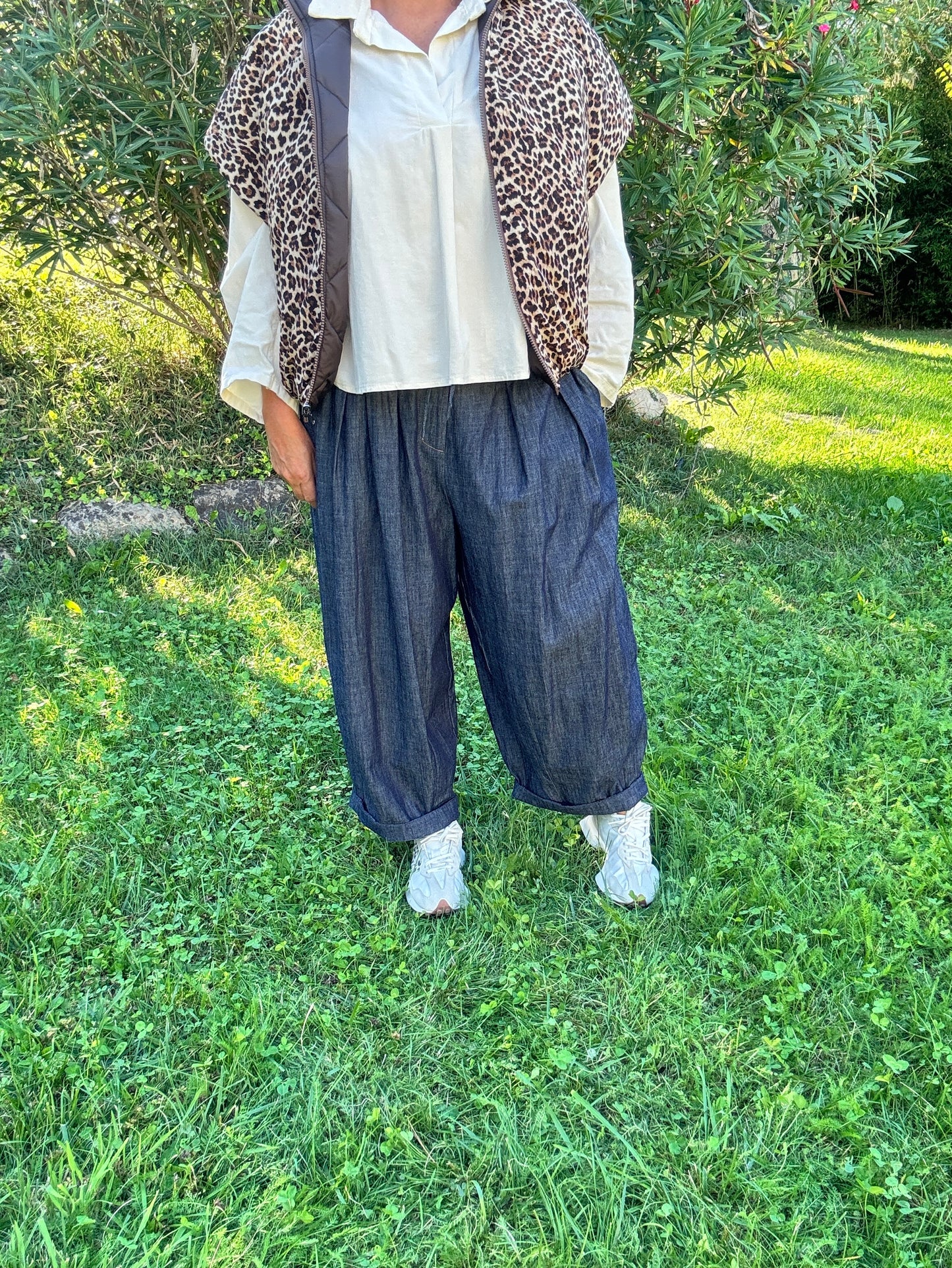 Doudoune Sans Manches Réversible Léopard - Marron & Camel