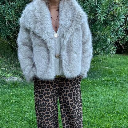 Manteau en fausse fourrure beige