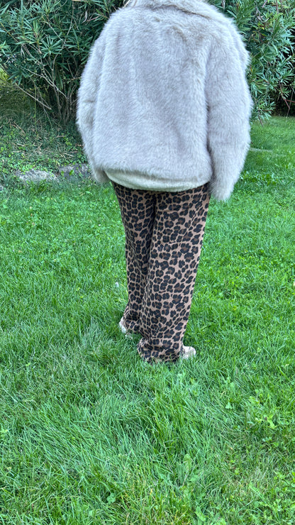 Manteau en fausse fourrure beige