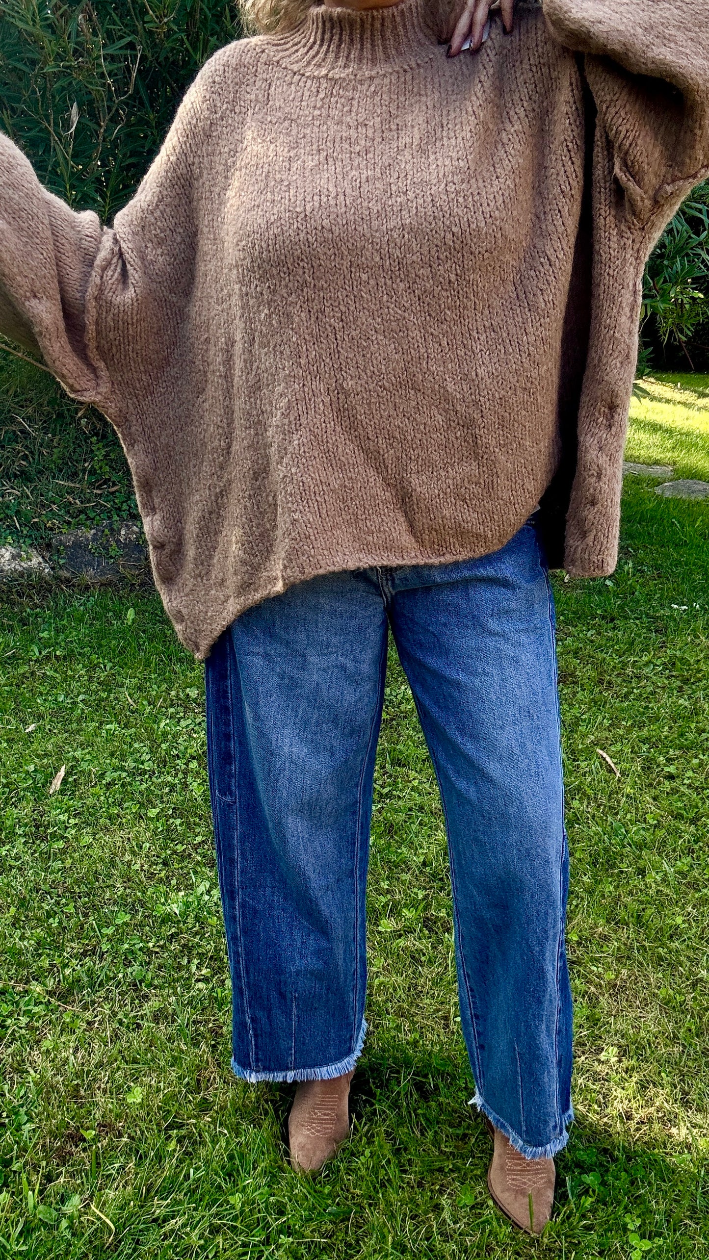 Pull oversize col montant