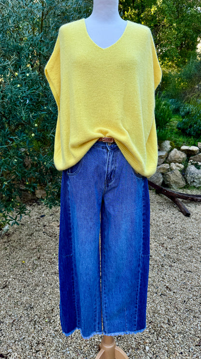 Pull Sans Manches Col V Femme