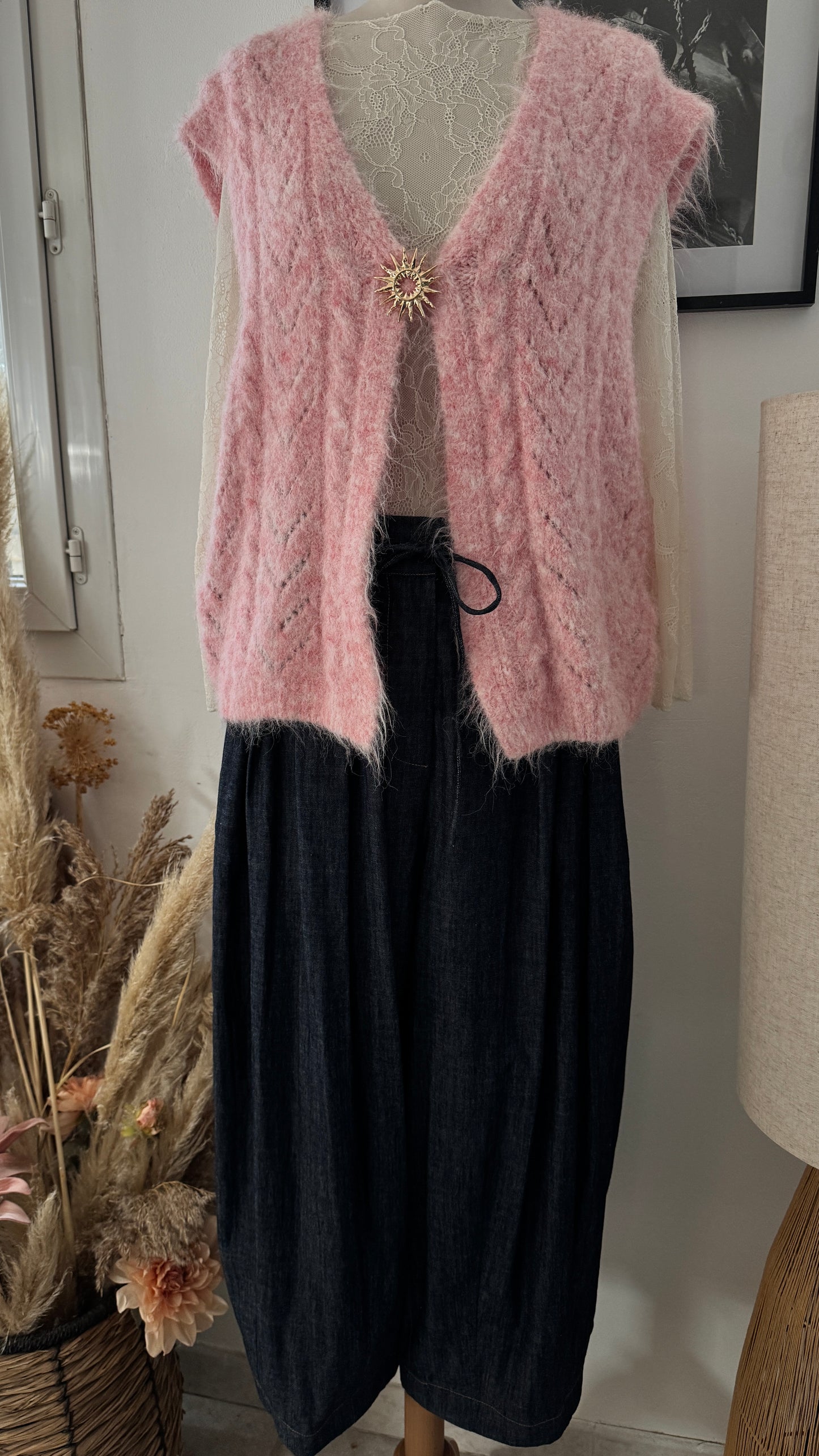 Gilet sans manche / broche soleil