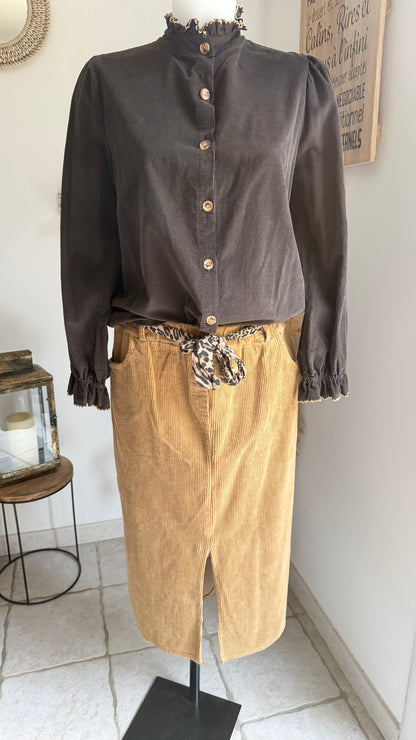 Chemise Velours col volant