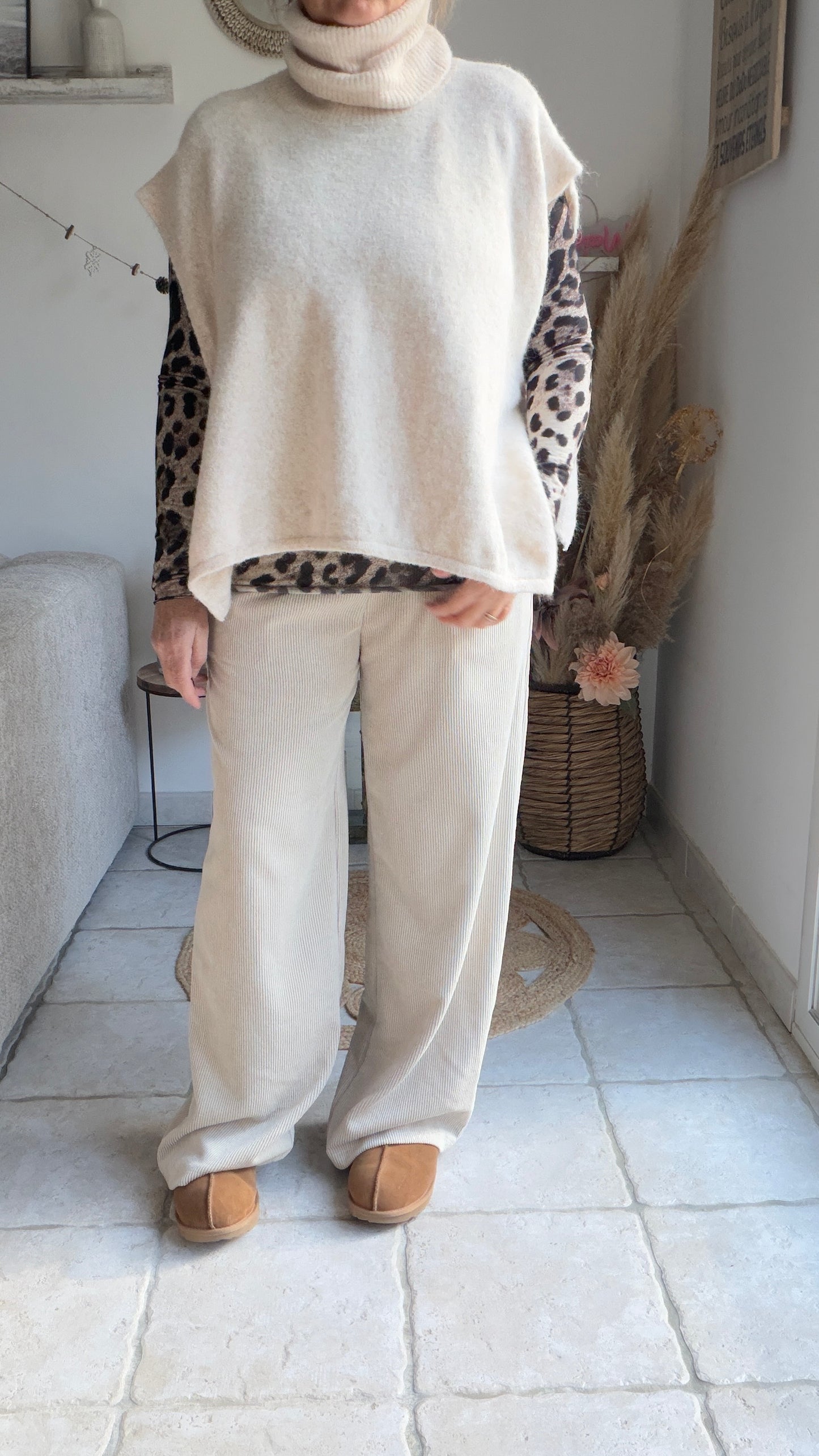 Pantalon velours beige