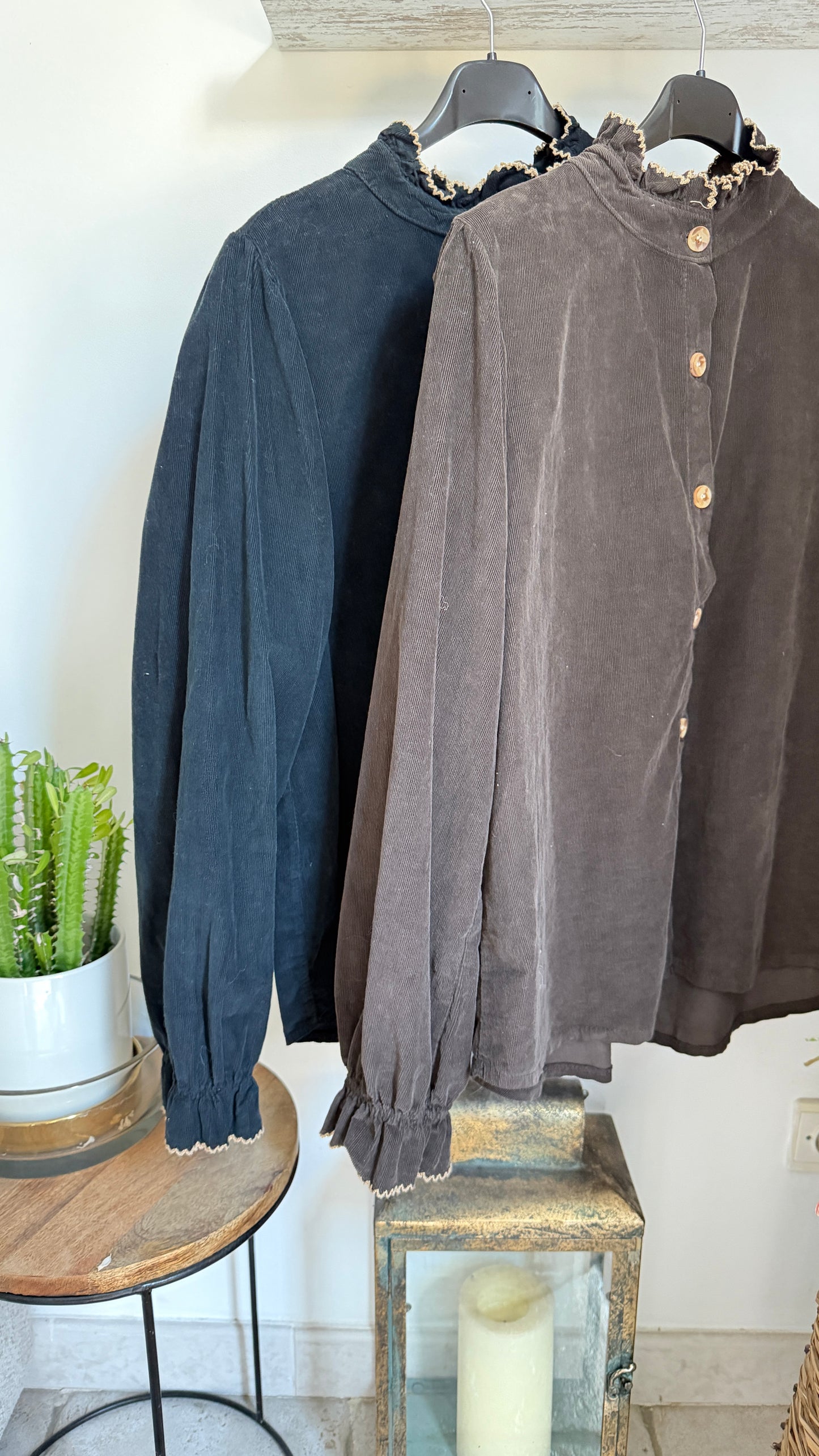 Chemise Velours col volant