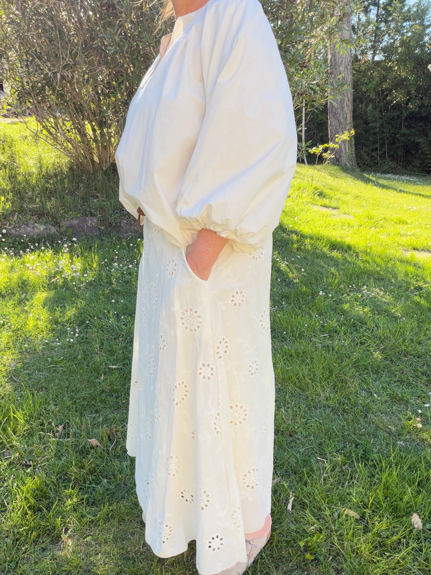 Jupe longue broderie anglaise