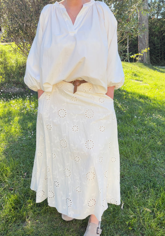 Jupe longue broderie anglaise