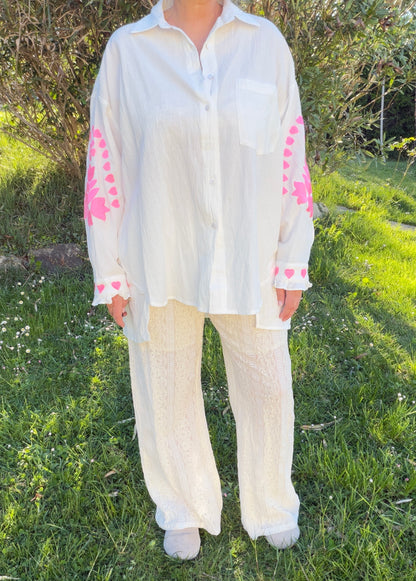 Chemise coeur brodé