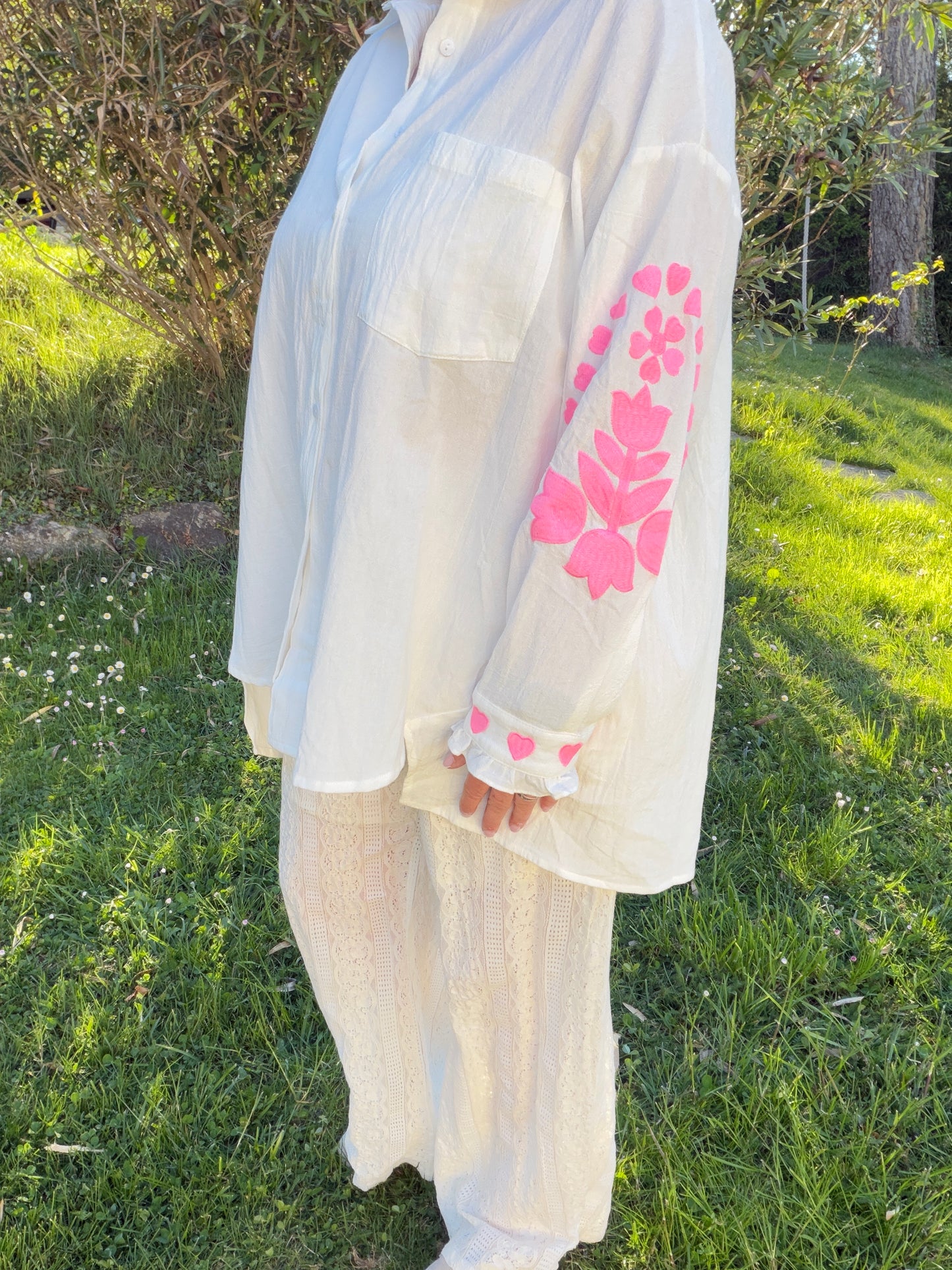 Chemise coeur brodé