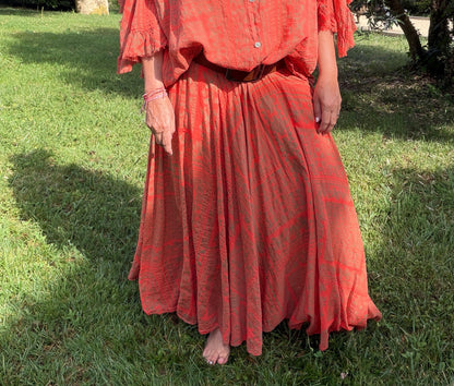 Jupe longue orange