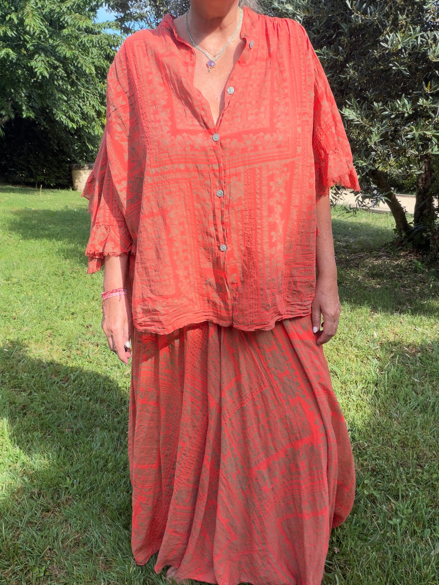 Chemise manche froufrou en voile de coton