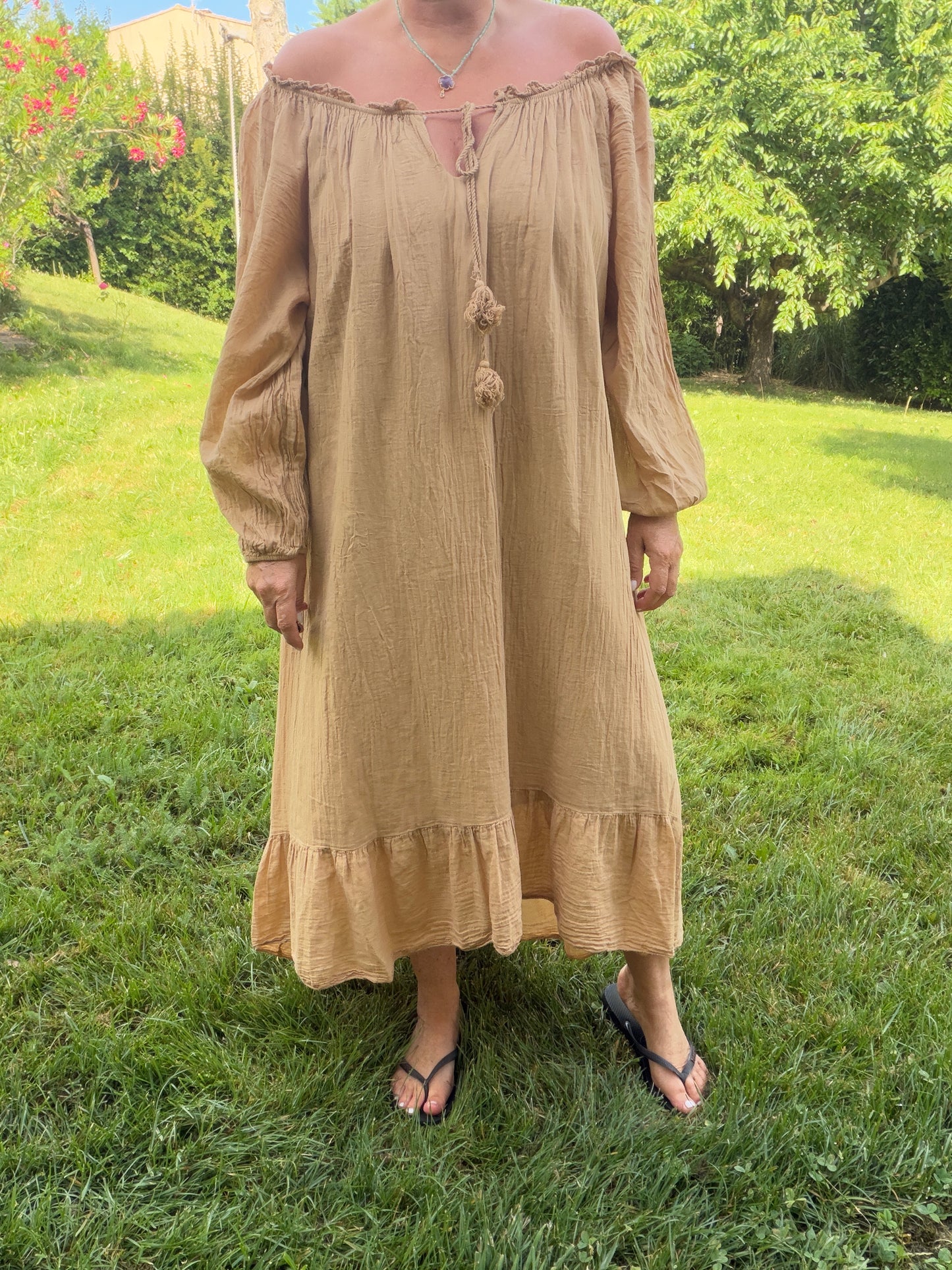 Robe longue camel