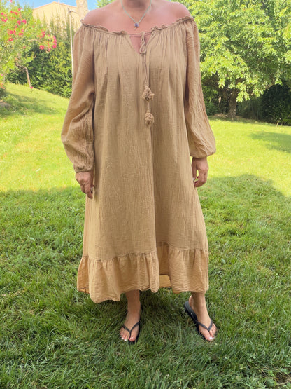 Robe longue camel