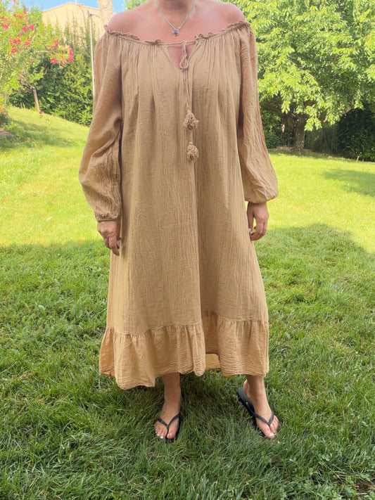 Robe longue camel